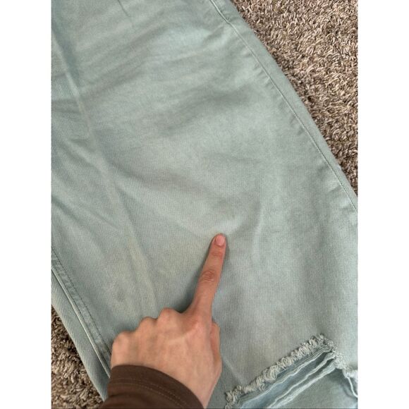 Vervet 90's Vintage Loose Fit Crop Flare Distressed Teal Green Wash Jean Size 30 - Picture 10 of 13